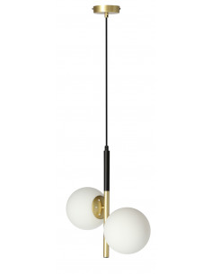 CANDELLUX Duo lampa wisząca czarny matowy+złoty 2x15w e14 klosz biały 32-01269