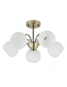 CANDELLUX NESTOR Lampa wisząca patynowy 5x40W E27 klosz biały 35-34960
