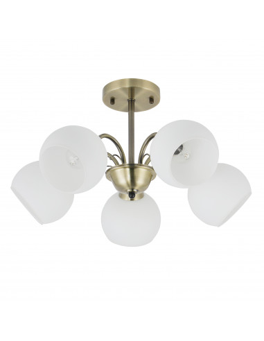 CANDELLUX NESTOR Lampa wisząca patynowy 5x40W E27 klosz biały 35-34960