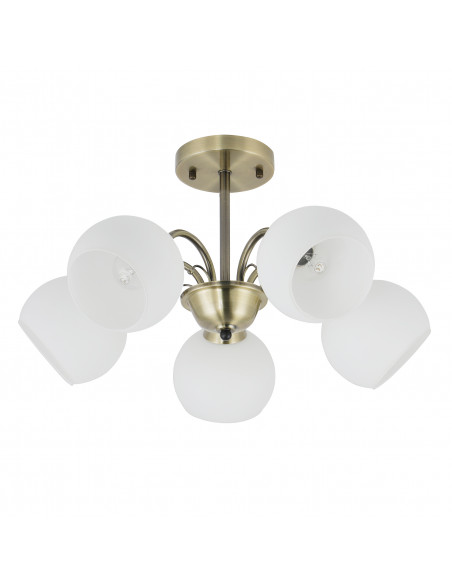 CANDELLUX NESTOR Lampa wisząca patynowy 5x40W E27 klosz biały 35-34960