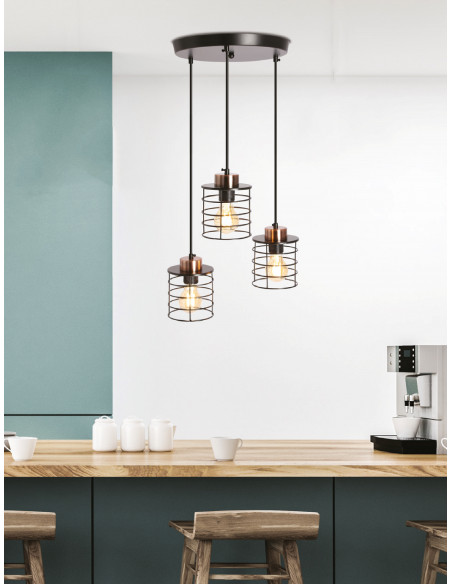 CANDELLUX Glob lampa wisząca czarny+złoty talerz 3x40w e27 klosz czarny 33-00408