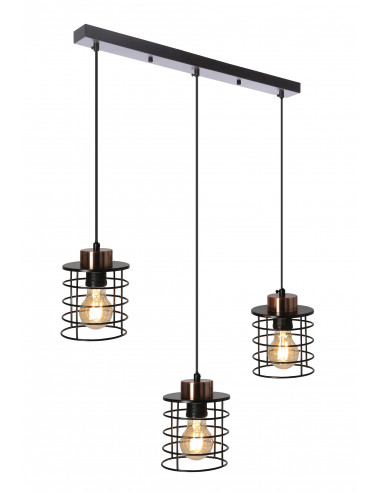 CANDELLUX Glob lampa wisząca czarny+złoty 3x40w e27 klosz czarny 33-00378