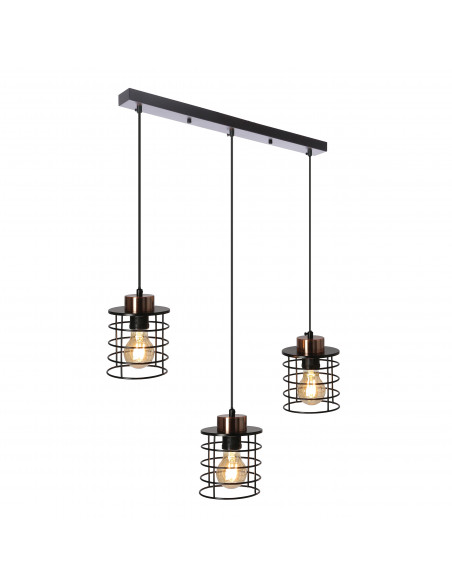 CANDELLUX Glob lampa wisząca czarny+złoty 3x40w e27 klosz czarny 33-00378