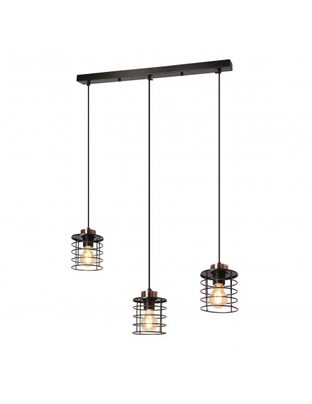 CANDELLUX Glob lampa wisząca czarny+złoty 3x40w e27 klosz czarny 33-00378
