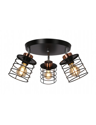 CANDELLUX Glob lampa sufitowa plafon czarny+złoty 3x40w e27 klosz czarny 98-00392