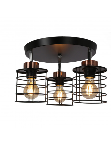 CANDELLUX Glob lampa sufitowa plafon czarny+złoty 3x40w e27 klosz czarny 98-00392