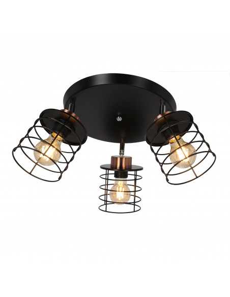 CANDELLUX Glob lampa sufitowa plafon czarny+złoty 3x40w e27 klosz czarny 98-00392