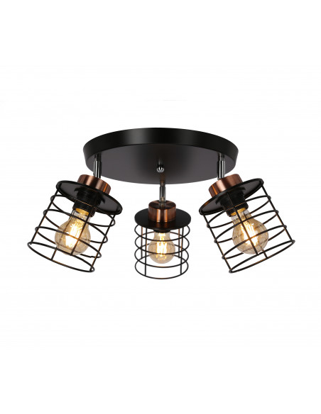 CANDELLUX Glob lampa sufitowa plafon czarny+złoty 3x40w e27 klosz czarny 98-00392