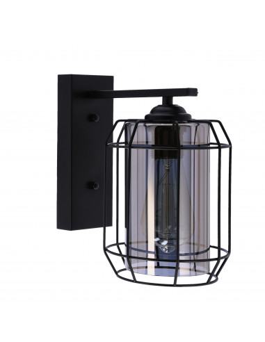 CANDELLUX Jonera lampa kinkiet czarny p20 1x40w e27 klosz dymiony 21-10186