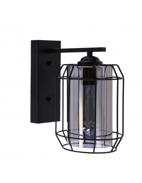 CANDELLUX Jonera lampa kinkiet czarny p20 1x40w e27 klosz dymiony 21-10186