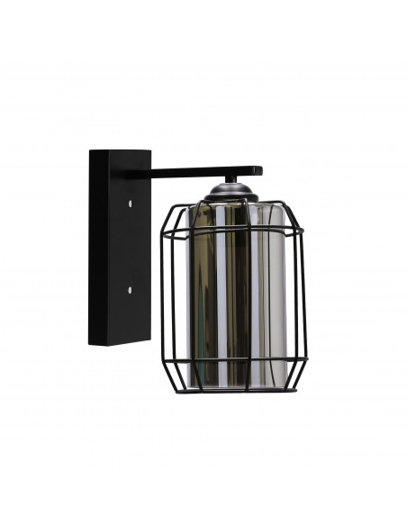 CANDELLUX Jonera lampa kinkiet czarny p20 1x40w e27 klosz dymiony 21-10186