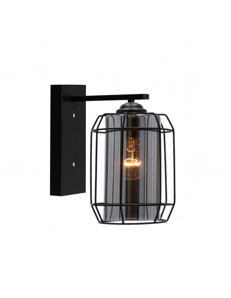 CANDELLUX Jonera lampa kinkiet czarny p20 1x40w e27 klosz dymiony 21-10186