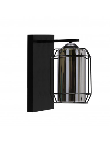 CANDELLUX Jonera lampa kinkiet czarny p25 1x40w e27 klosz dymiony 21-08411