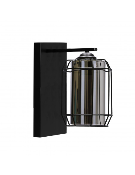 CANDELLUX Jonera lampa kinkiet czarny p25 1x40w e27 klosz dymiony 21-08411