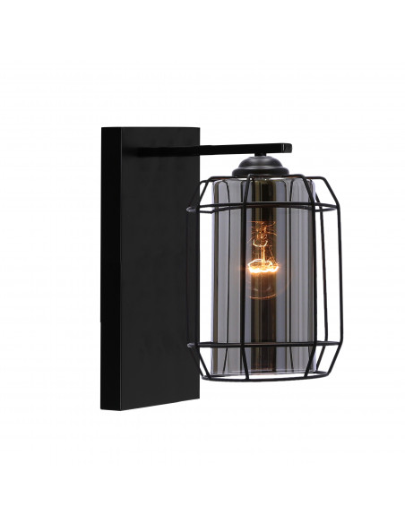 CANDELLUX Jonera lampa kinkiet czarny p25 1x40w e27 klosz dymiony 21-08411