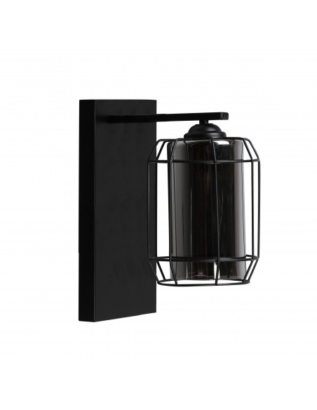 CANDELLUX Jonera lampa kinkiet czarny p25 1x40w e27 klosz dymiony 21-08411
