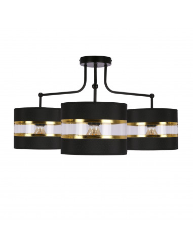 CANDELLUX Andy lampa wisząca czarny 3x40w e27 abażur czarny+złoty 33-06141