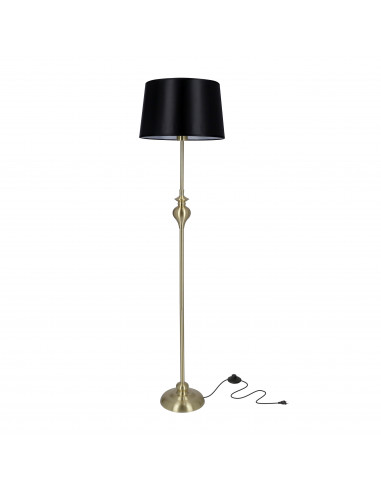 CANDELLUX Prima gold lampa podłogowa złoty satynowy 1x60w e27 abażur czarny 51-09258