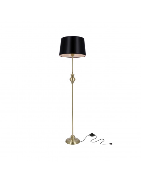 CANDELLUX Prima gold lampa podłogowa złoty satynowy 1x60w e27 abażur czarny 51-09258