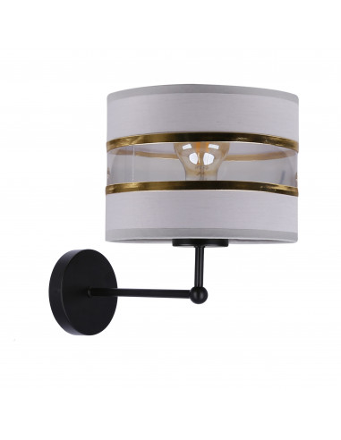 CANDELLUX Andy lampa kinkiet czarny 1x40w e27 abażur szary+złoty 21-05922