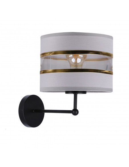 CANDELLUX Andy lampa kinkiet czarny 1x40w e27 abażur szary+złoty 21-05922