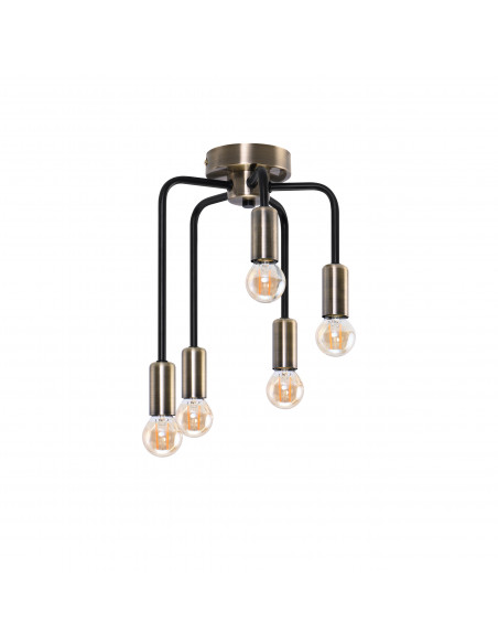 CANDELLUX Saga lampa sufitowa patyna+matowy czarny 5x40w e14 35-01337