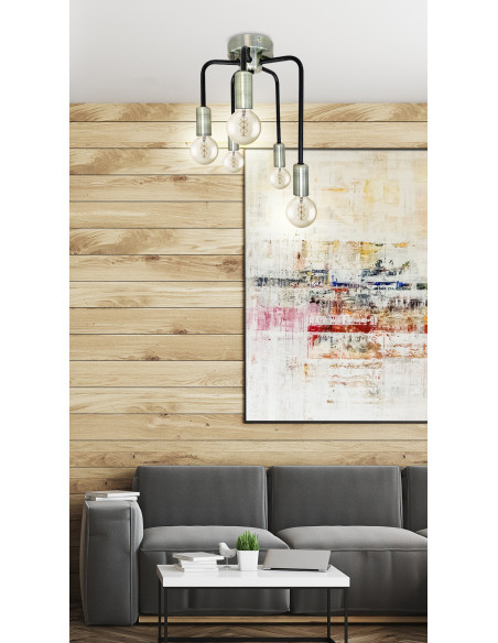 CANDELLUX Saga lampa sufitowa patyna+matowy czarny 5x40w e14 35-01337