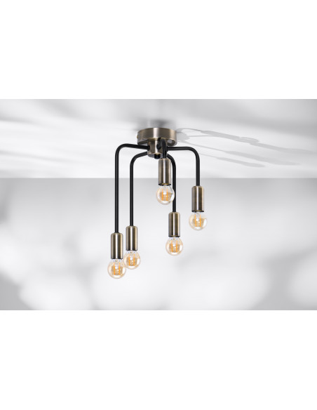 CANDELLUX Saga lampa sufitowa patyna+matowy czarny 5x40w e14 35-01337