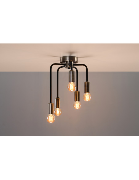 CANDELLUX Saga lampa sufitowa patyna+matowy czarny 5x40w e14 35-01337