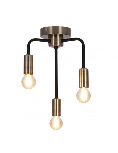 CANDELLUX Saga lampa sufitowa patyna+matowy czarny 3x40w e14 33-01320