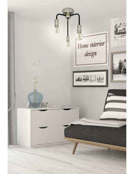CANDELLUX Saga lampa sufitowa patyna+matowy czarny 3x40w e14 33-01320