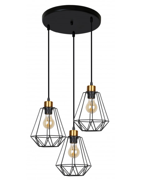 CANDELLUX Primo lampa wisząca talerz czarny+złoty 3x60w e27 klosz czarny 33-06172