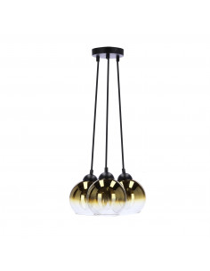 CANDELLUX Nubia lampa wisząca czarny 3x60w e27 klosz złoty 33-16416