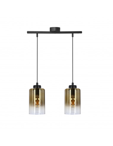CANDELLUX Aspra lampa wisząca czarny 2x60w e27 klosz bursztynowy 32-16263