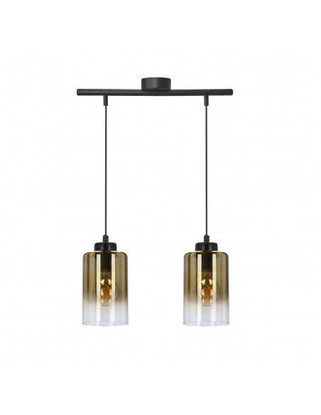 CANDELLUX Aspra lampa wisząca czarny 2x60w e27 klosz bursztynowy 32-16263