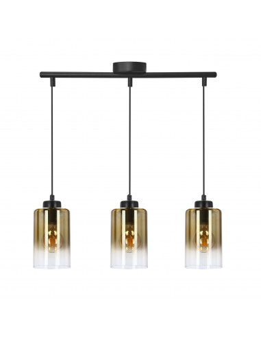 CANDELLUX Aspra lampa wisząca czarny 3x60w e27 klosz bursztynowy 33-16270