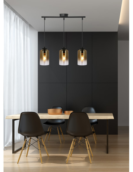 CANDELLUX Aspra lampa wisząca czarny 3x60w e27 klosz bursztynowy 33-16270