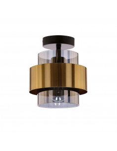 CANDELLUX Spiega lampa sufitowa czarny+mosiężny 1x60w e27 klosz dymiony 31-09487