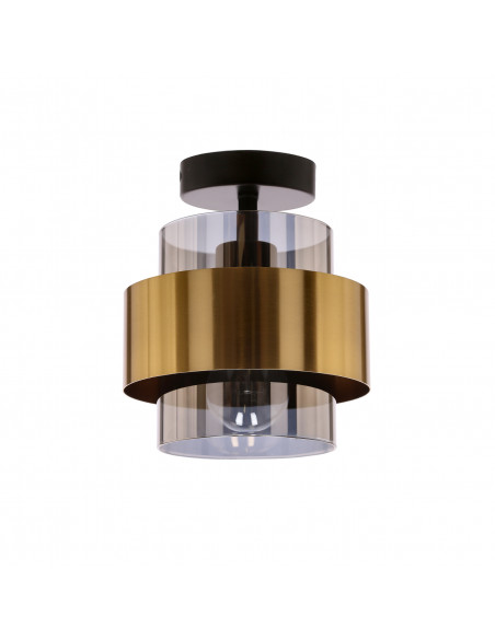 CANDELLUX Spiega lampa sufitowa czarny+mosiężny 1x60w e27 klosz dymiony 31-09487