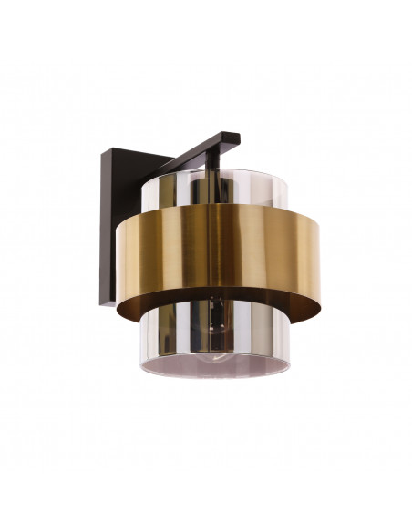 CANDELLUX Spiega lampa kinkiet czarny+mosiężny 1x60w e27 klosz dymiony 21-09470