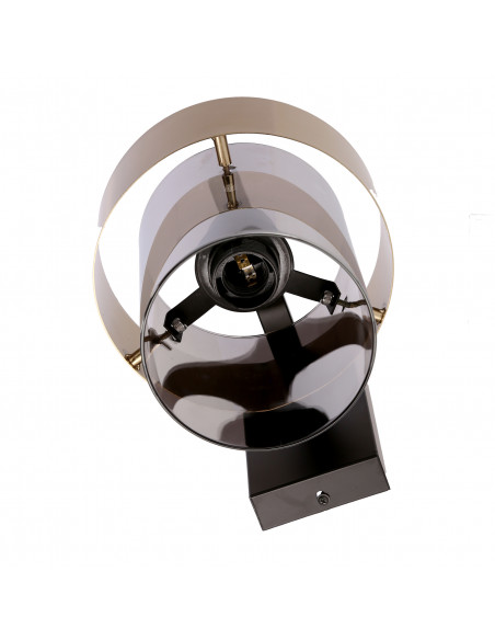 CANDELLUX Spiega lampa kinkiet czarny+mosiężny 1x60w e27 klosz dymiony 21-09470