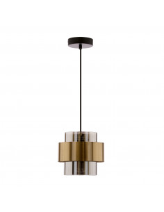 CANDELLUX Spiega lampa wisząca czarny+mosiężny 1x60w e27 klosz dymiony 31-09494