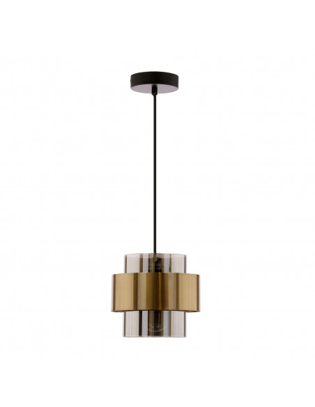 CANDELLUX Spiega lampa wisząca czarny+mosiężny 1x60w e27 klosz dymiony 31-09494