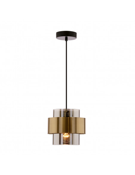 CANDELLUX Spiega lampa wisząca czarny+mosiężny 1x60w e27 klosz dymiony 31-09494