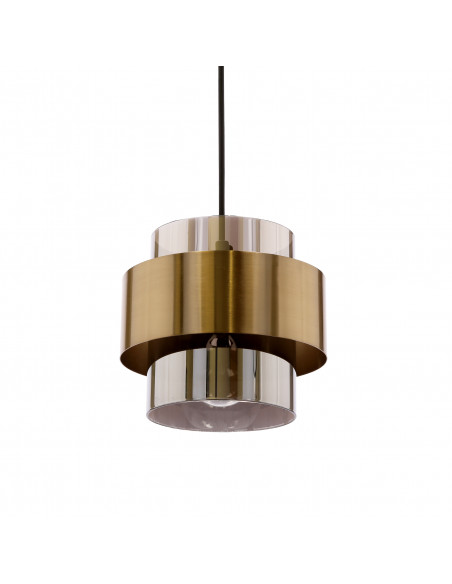 CANDELLUX Spiega lampa wisząca czarny+mosiężny 1x60w e27 klosz dymiony 31-09494