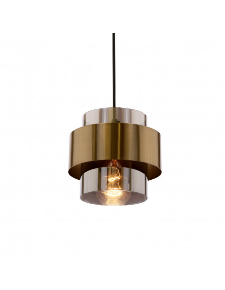 CANDELLUX Spiega lampa wisząca czarny+mosiężny 1x60w e27 klosz dymiony 31-09494