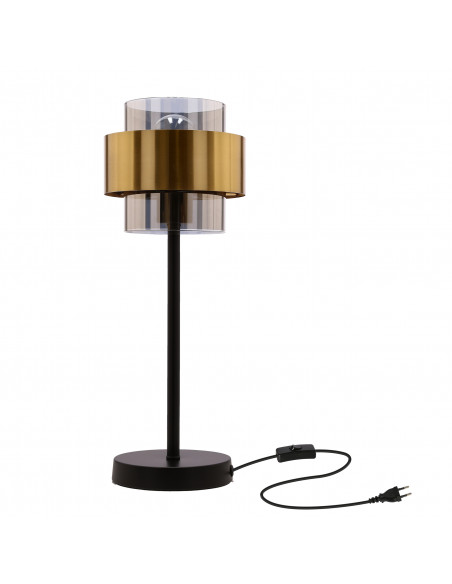 CANDELLUX Spiega lampa stołowa czarny+mosiężny 1x60w e27 klosz dymiony 41-09531