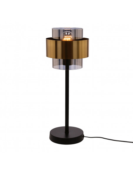 CANDELLUX Spiega lampa stołowa czarny+mosiężny 1x60w e27 klosz dymiony 41-09531