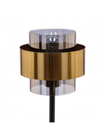 CANDELLUX Spiega lampa stołowa czarny+mosiężny 1x60w e27 klosz dymiony 41-09531