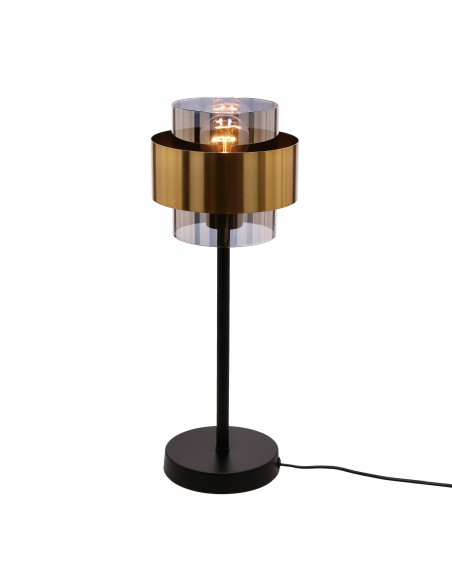 CANDELLUX Spiega lampa stołowa czarny+mosiężny 1x60w e27 klosz dymiony 41-09531